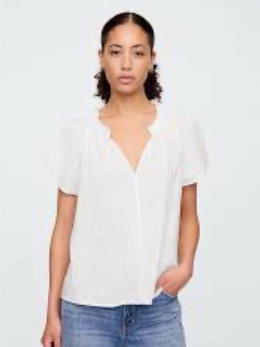 GAP White Lightweight Peasant-Style Blouse - Picture 6 of 7
